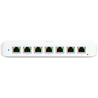 Ubiquiti USW-Ultra-210W-EU compact, Layer 2, 8-port GbE PoE switch with versatile mounting options, 7x GbE PoE+ output ports, GbE port with optional PoE++ input, 202W PoE availability with the included AC power adapter